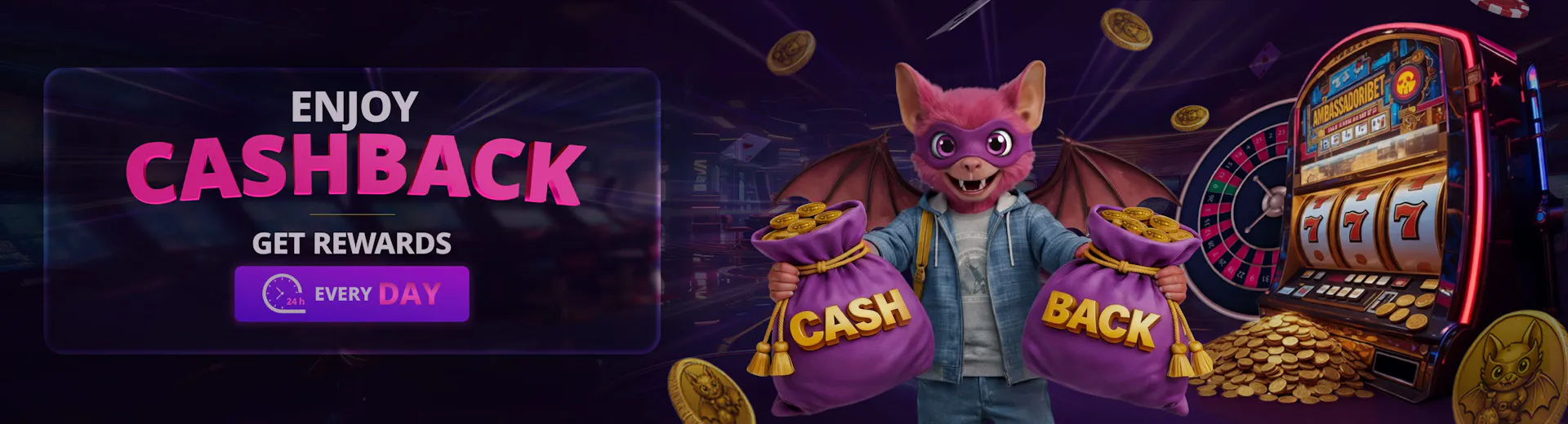 AmonBet Casino promotional visual showcasing cashback or bonus offers